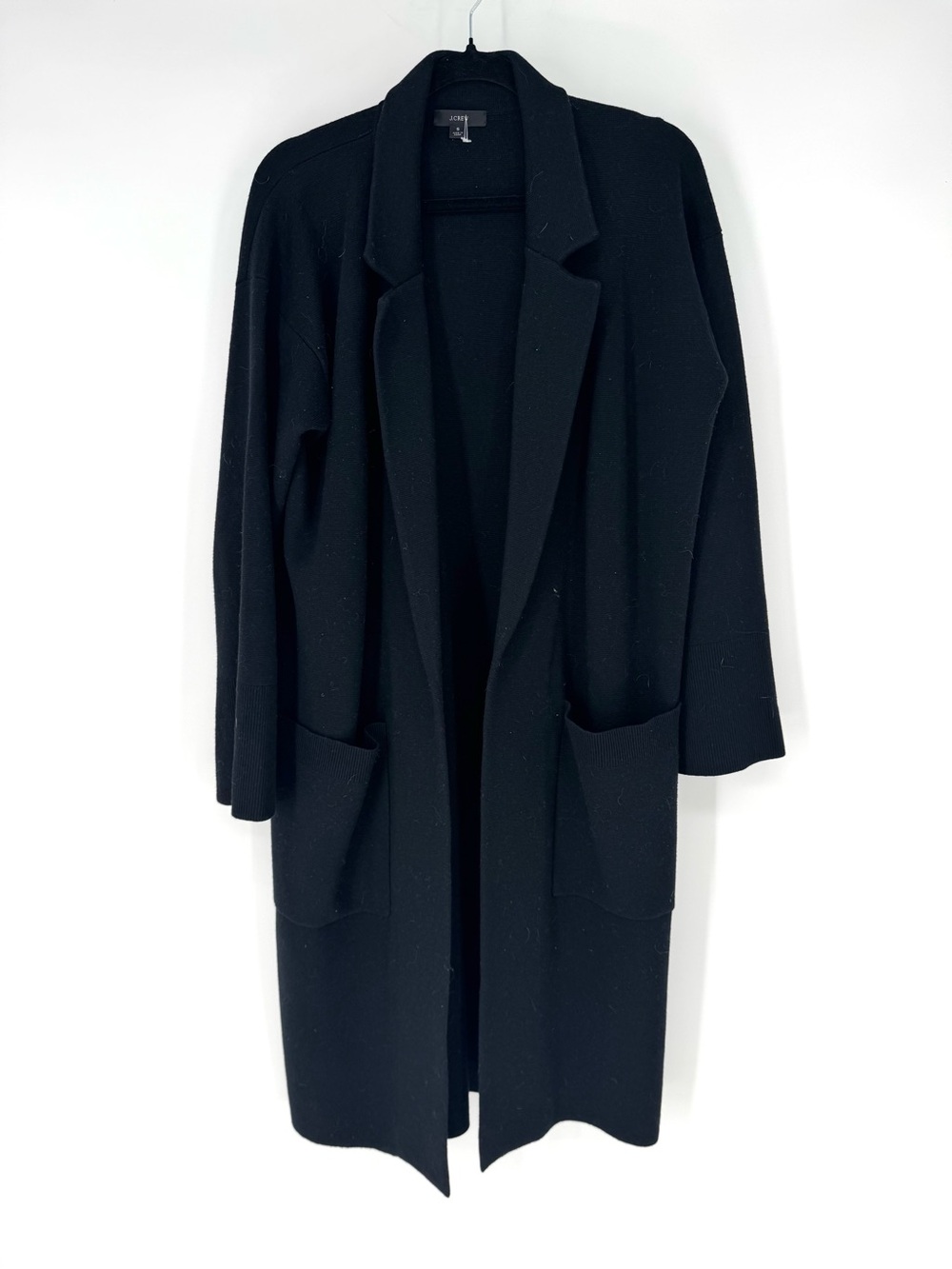 J. Crew Black Longline Open-Front Cardigan Coatigan